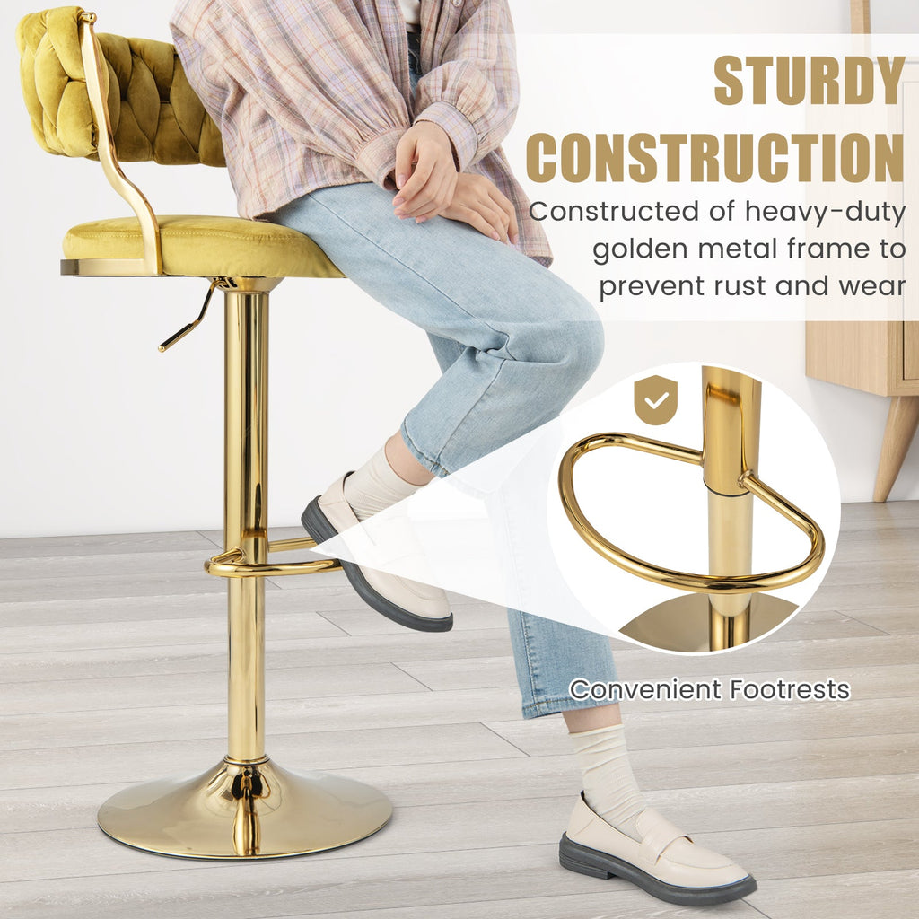 Swivel Barstool with Woven Back Set of 2 for Kitchen Island Cafe
