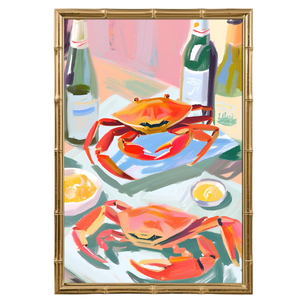 Coastal Wall Art : CRABS & BOTTLE PRINT , Coastal Kitchen , Coastal Decor