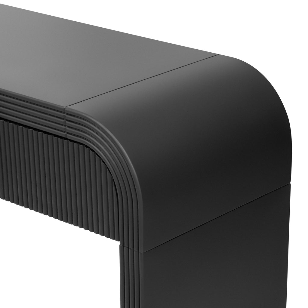TREXM Modern Console Table with 2 Storage Drawers, Fluted Entryway Table with Rounded Silhouette for Hallway Living Room and Entryway (Black)