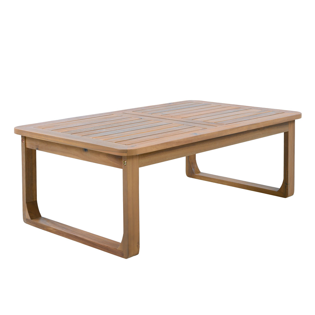 Outdoor Patio Set Modern Minimalist 3 Seater Daybed and Teak Finish Coffee Table