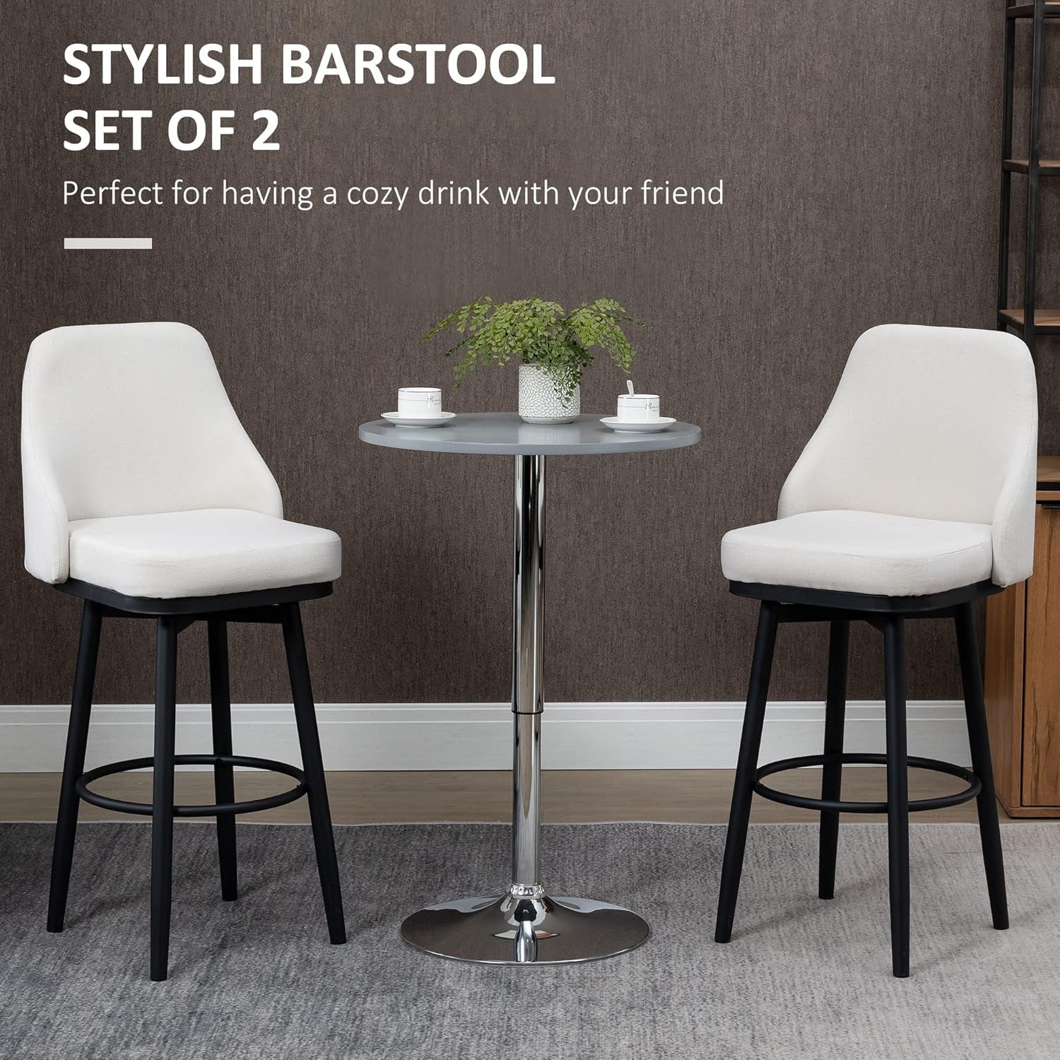 Modern 360 Degree Swivel Bar Stools Set of Two
