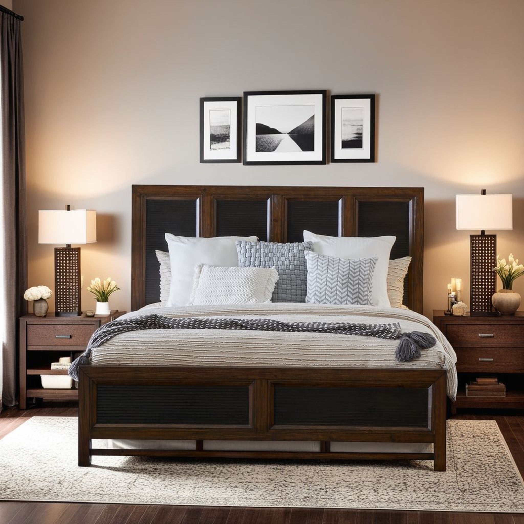 King Size Panel Bed Two-Tone Finish