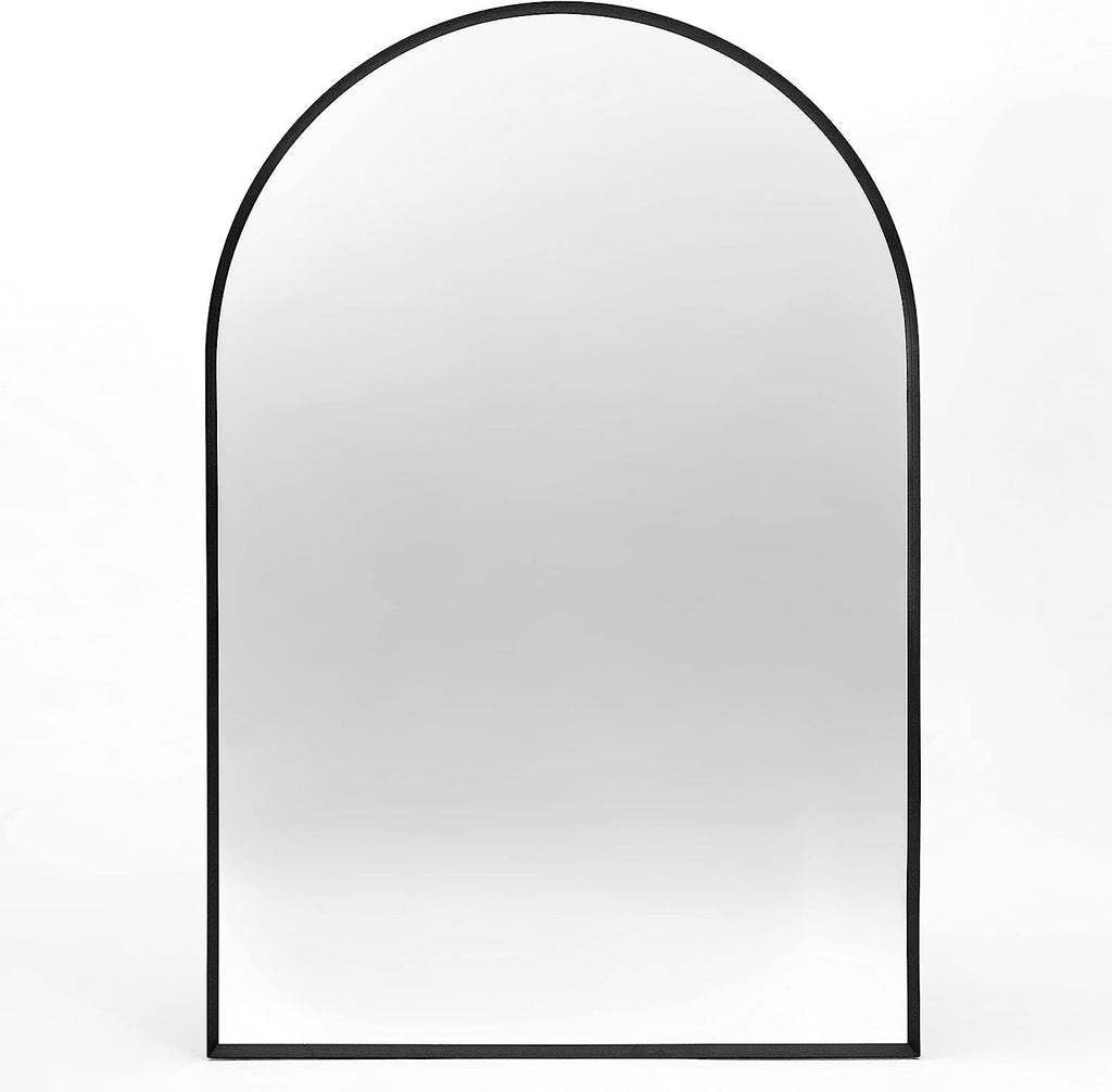 Bathroom Wall Mirror Arched Black Metal Frame 24x36 Inch Entryway