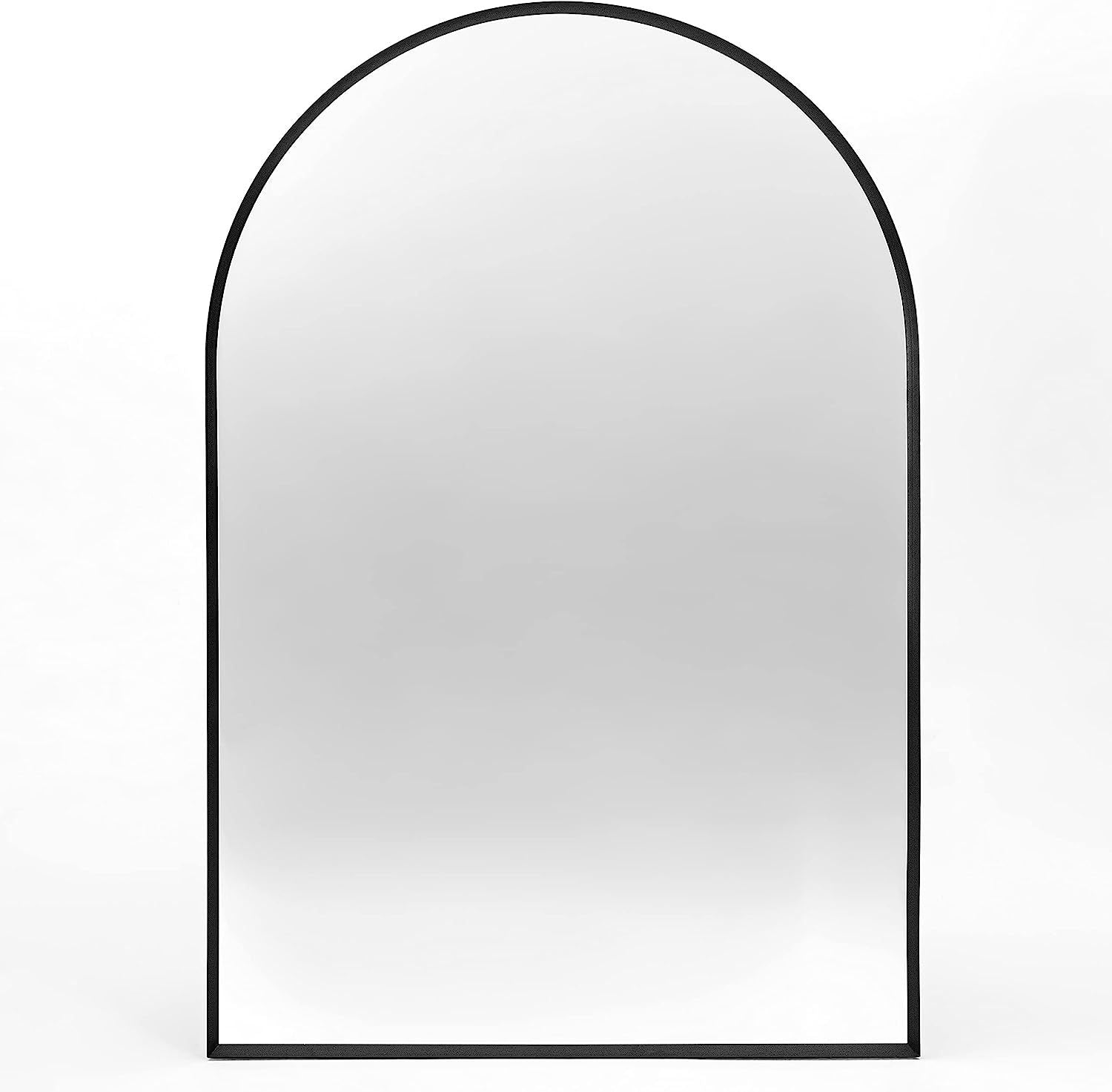 Bathroom Wall Mirror Arched Black Metal Frame 24x36 Inch Entryway