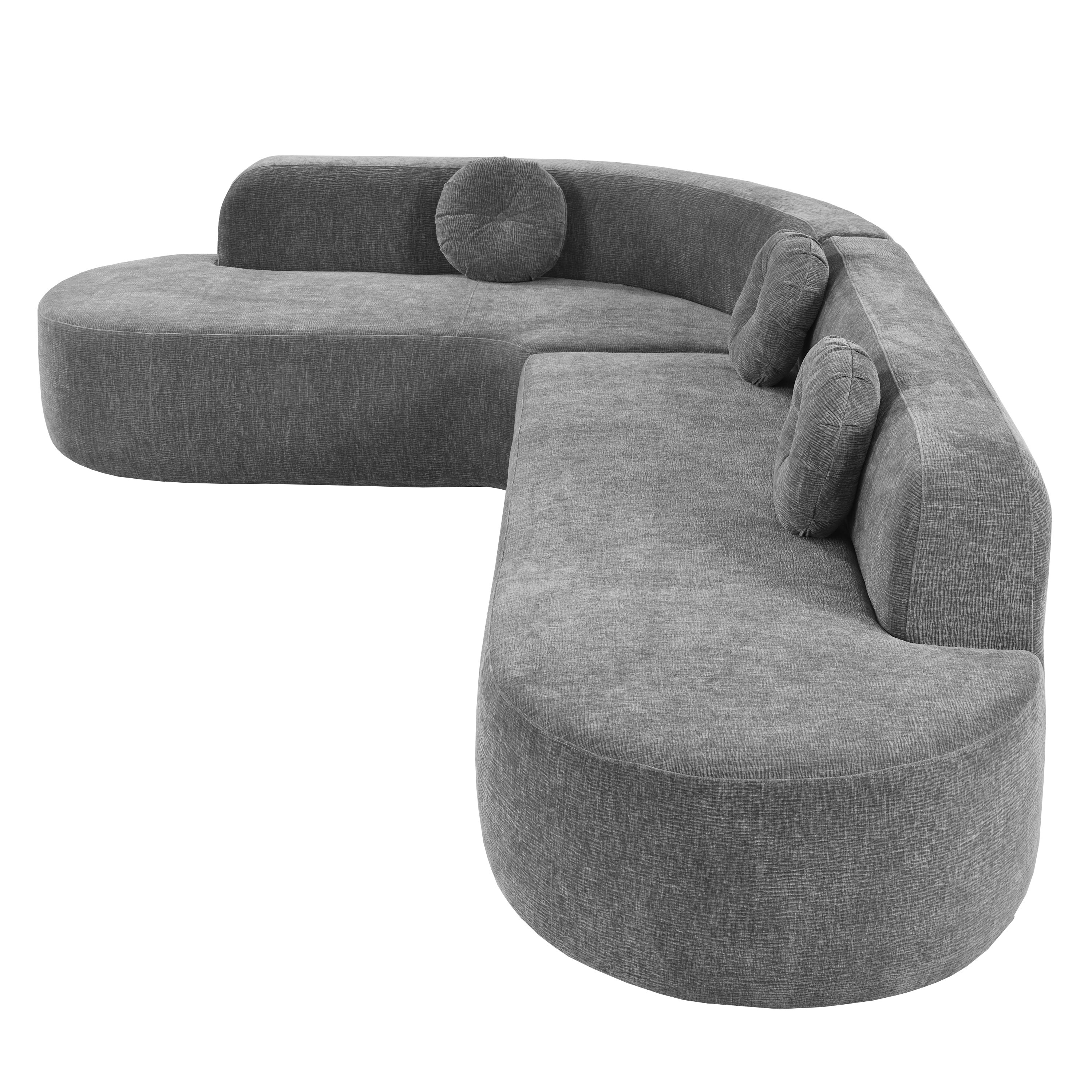 Sofa Sectional Modern Curved Design Soft Fabric Upholstery Roomy 122 Inch Length
