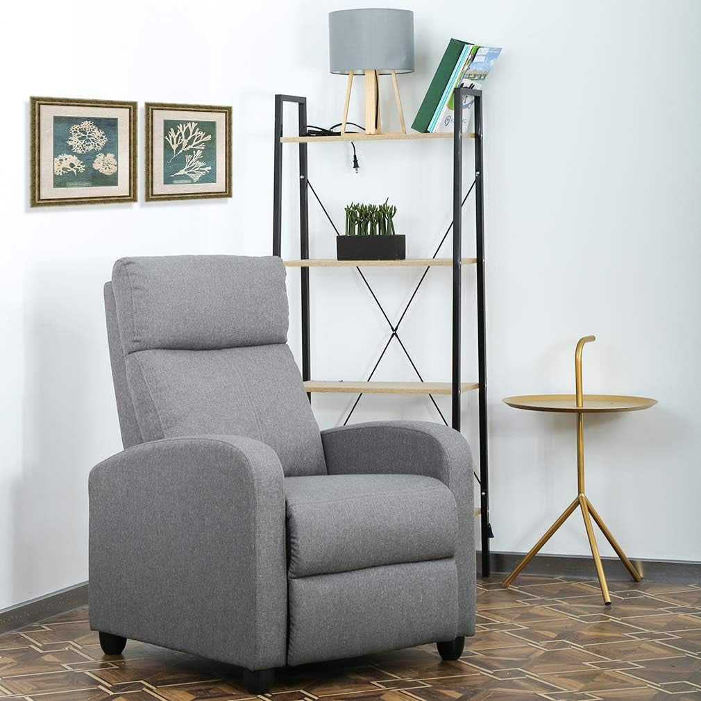 Grey Recliner Massage Chair With Lumbar Support Living Room