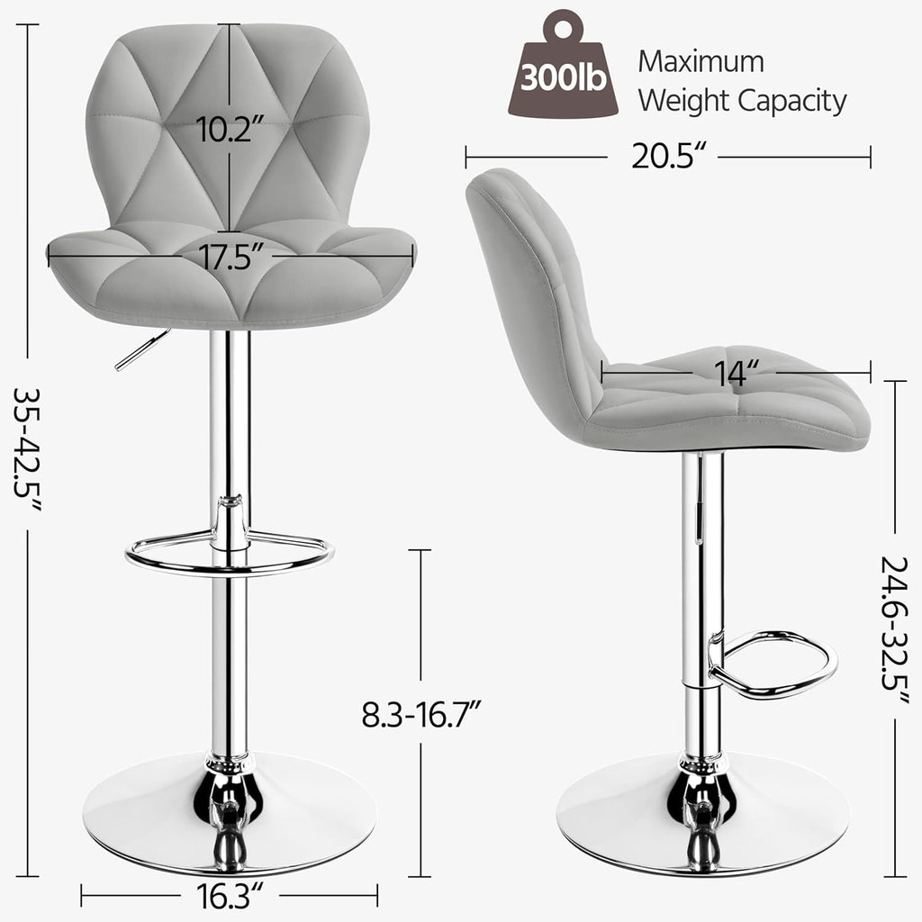 Elegant PU Leather Swivel Bar Stools Set of Four