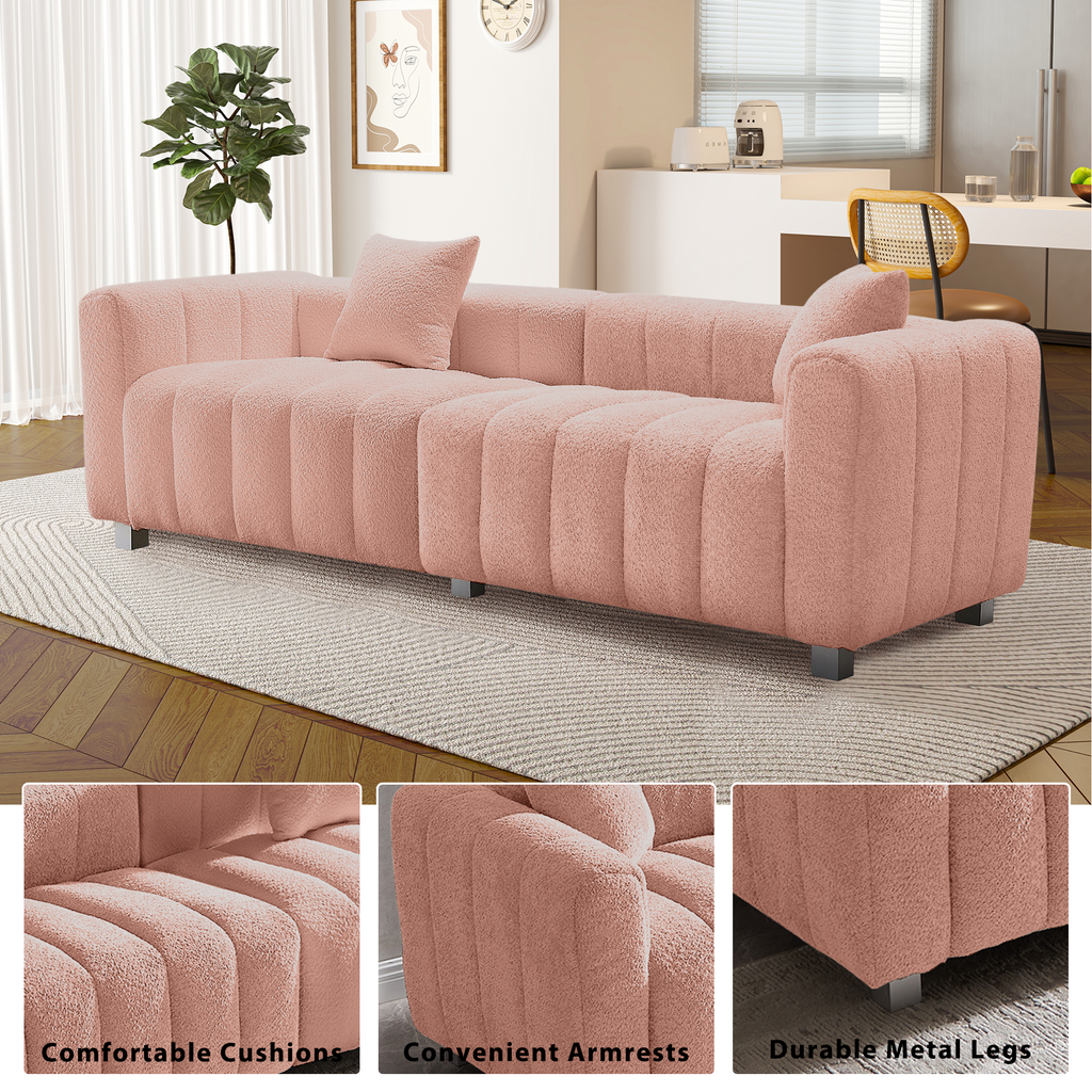 Sofa Bubble Tufted Velvet with Metal Base 83 Inch