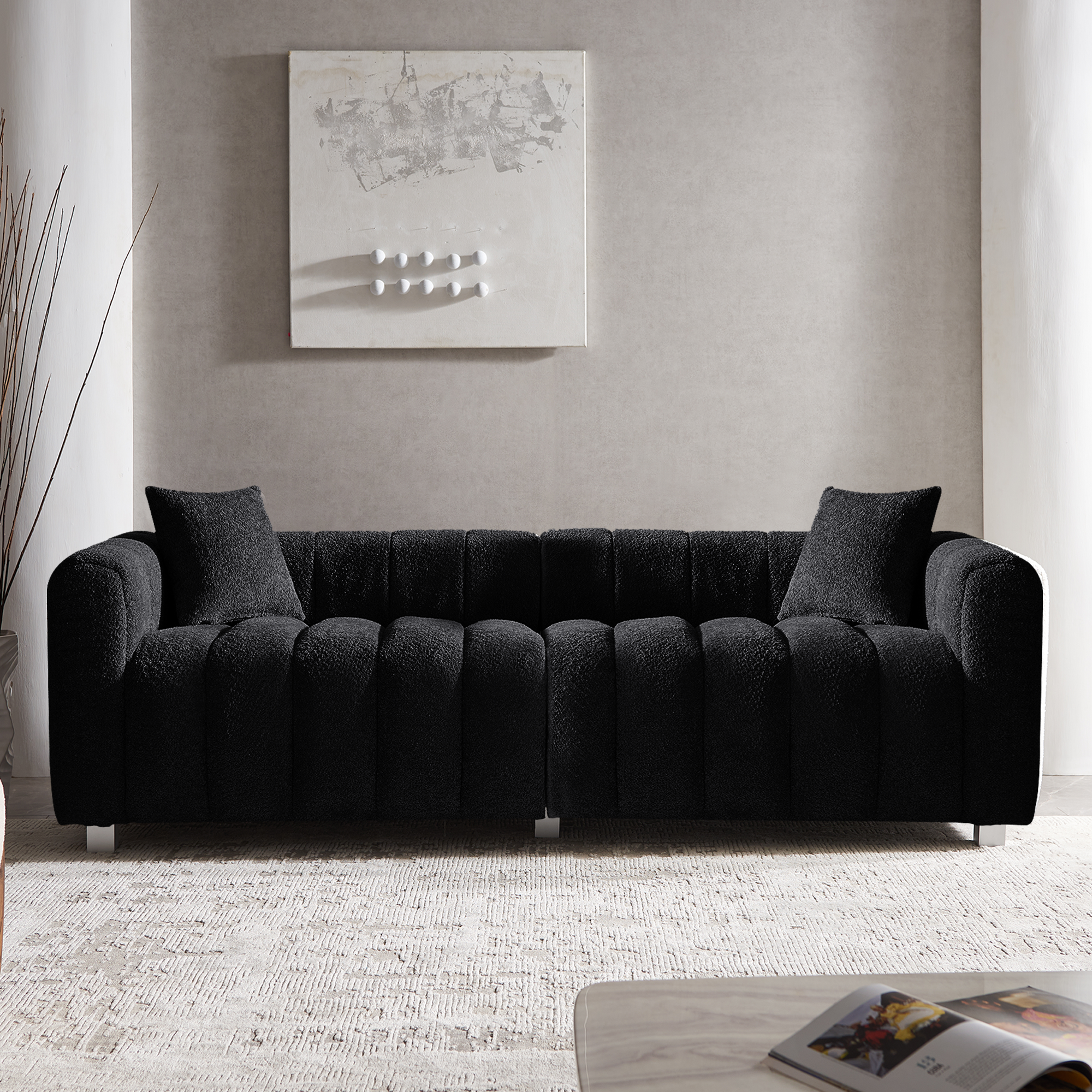 Sofa Bubble Velvet Modern 83 Inch with 2 Pillows