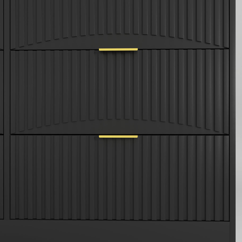 Dresser Modern 6-Drawer Black Particle Board 47.2x15.74x30.3 In