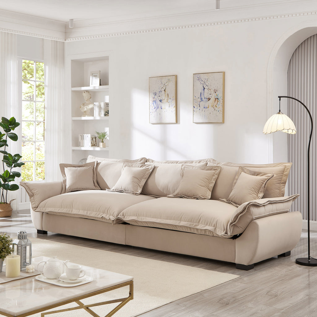 Modular Sectional Sofa, Sailing Design Sofa with Storage, Removable Backrest, Modern Deep Seat Sofa with Throw Pillows for Living Room Bedroom Apartment,Light Khaki