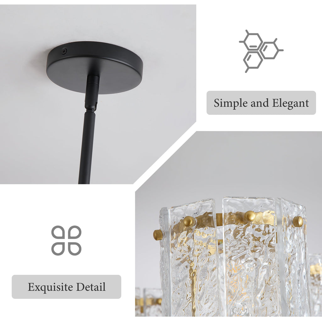 Chandelier 5-Light Black Gold Farmhouse Textured Glass Pendant Modern