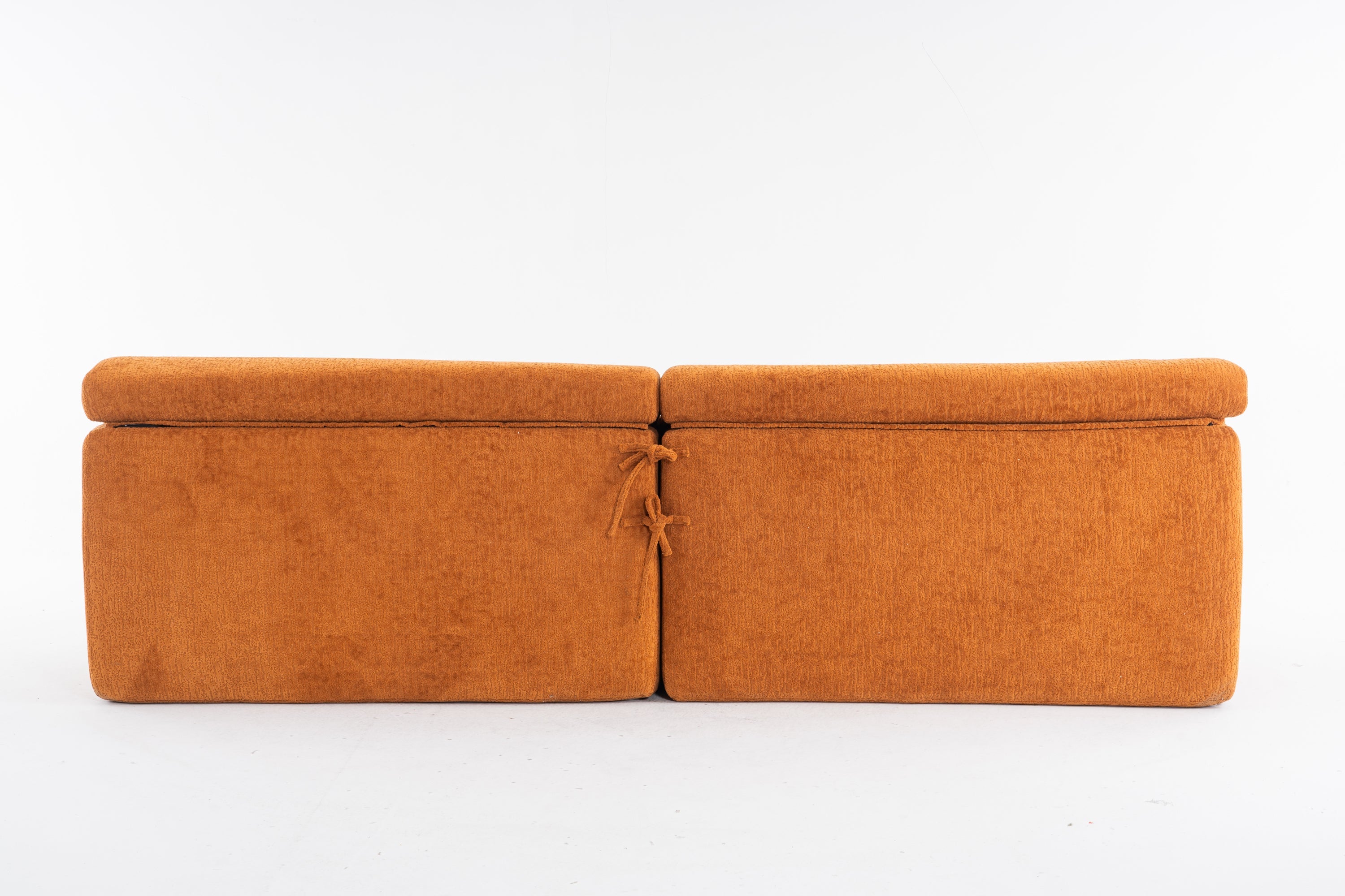 Reconfigurable 4-Seater Sectional Sofa with Wood Grain Chenille Fabric, Amber Orange Modular Sofa with 2 Pillows, High-Density Sponge Couch for Living Room & Apartment