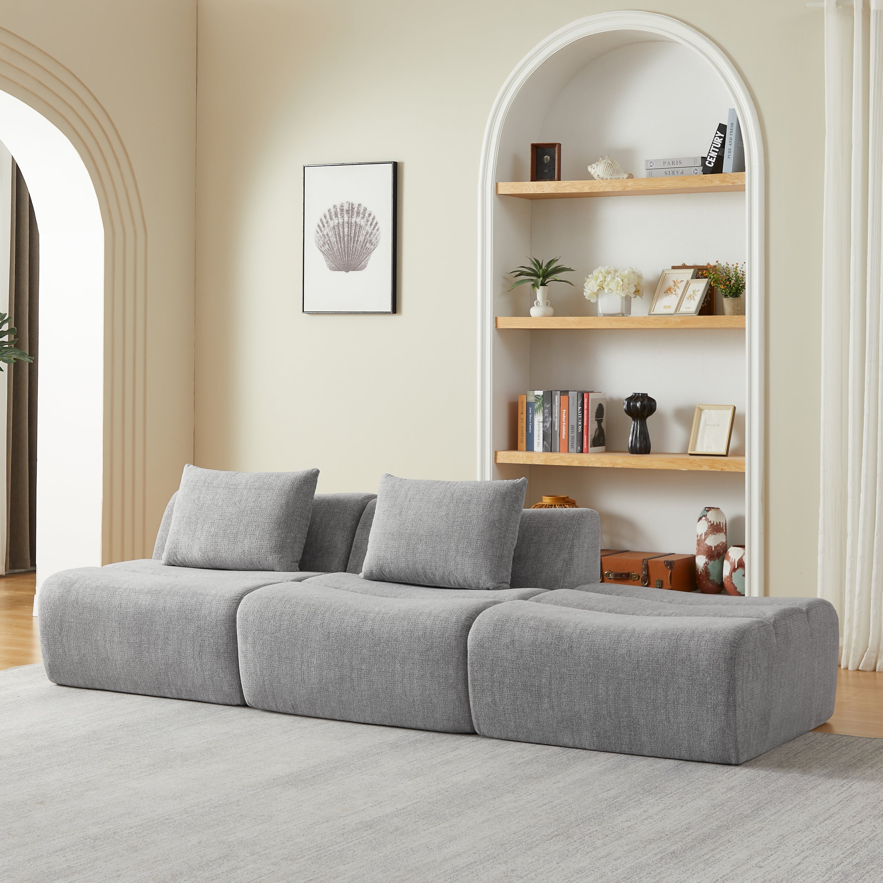 Sofa Oversized 3 Seater Chenille Space Saving No Assembly
