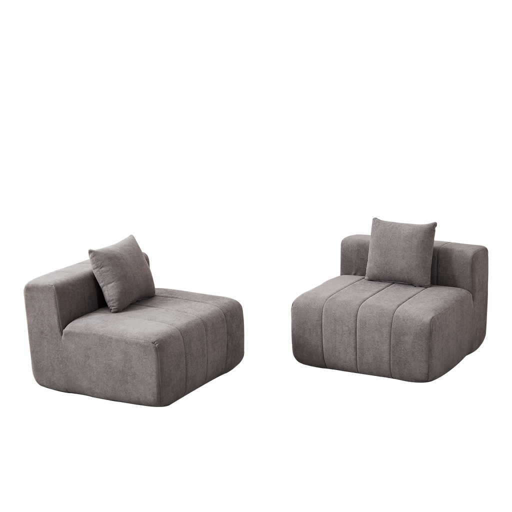 Sectional Sofa Modular Chenille with Symmetrical Design and Two Pillows