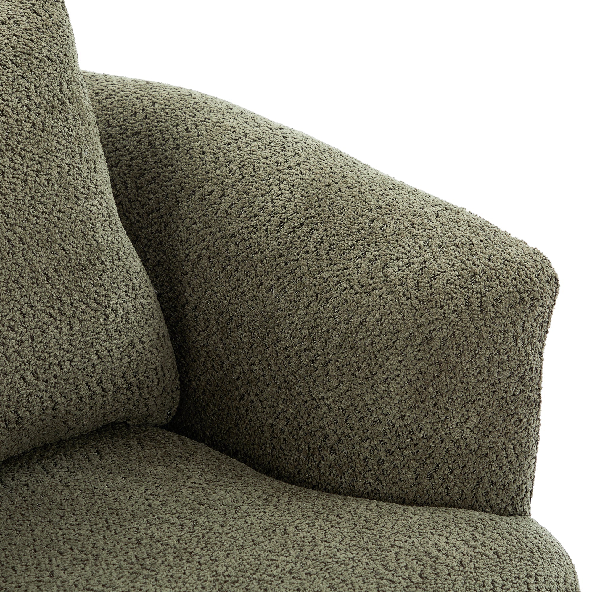 360° Swivel Chair, Chenille Upholstered Barrel Sofa Chair with Throw Pillow, Green, 38.2' for Living Room, Bedroom, Office