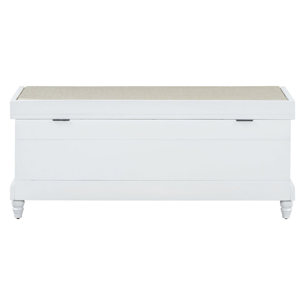 Entry Bench Fluted MDF White Cushioned Seat 3 Drawers 44x16x19 In 220 LB