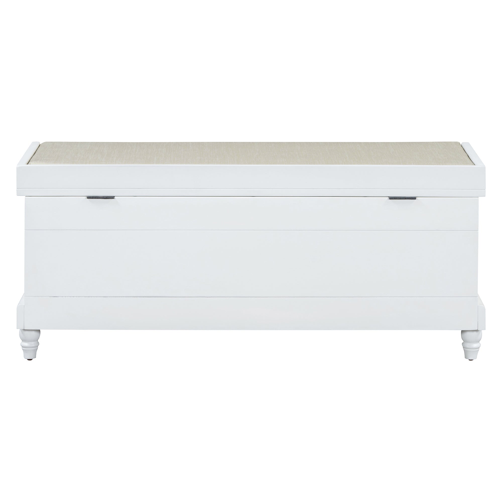 Entry Bench Fluted MDF White Cushioned Seat 3 Drawers 44x16x19 In 220 LB