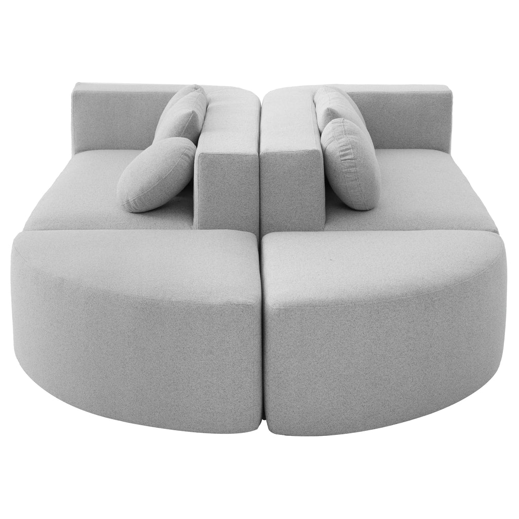 Sectional Sofa U-Shape Modular Boucle Gray 6-Seat Deep Seating 114.9x64.5 In