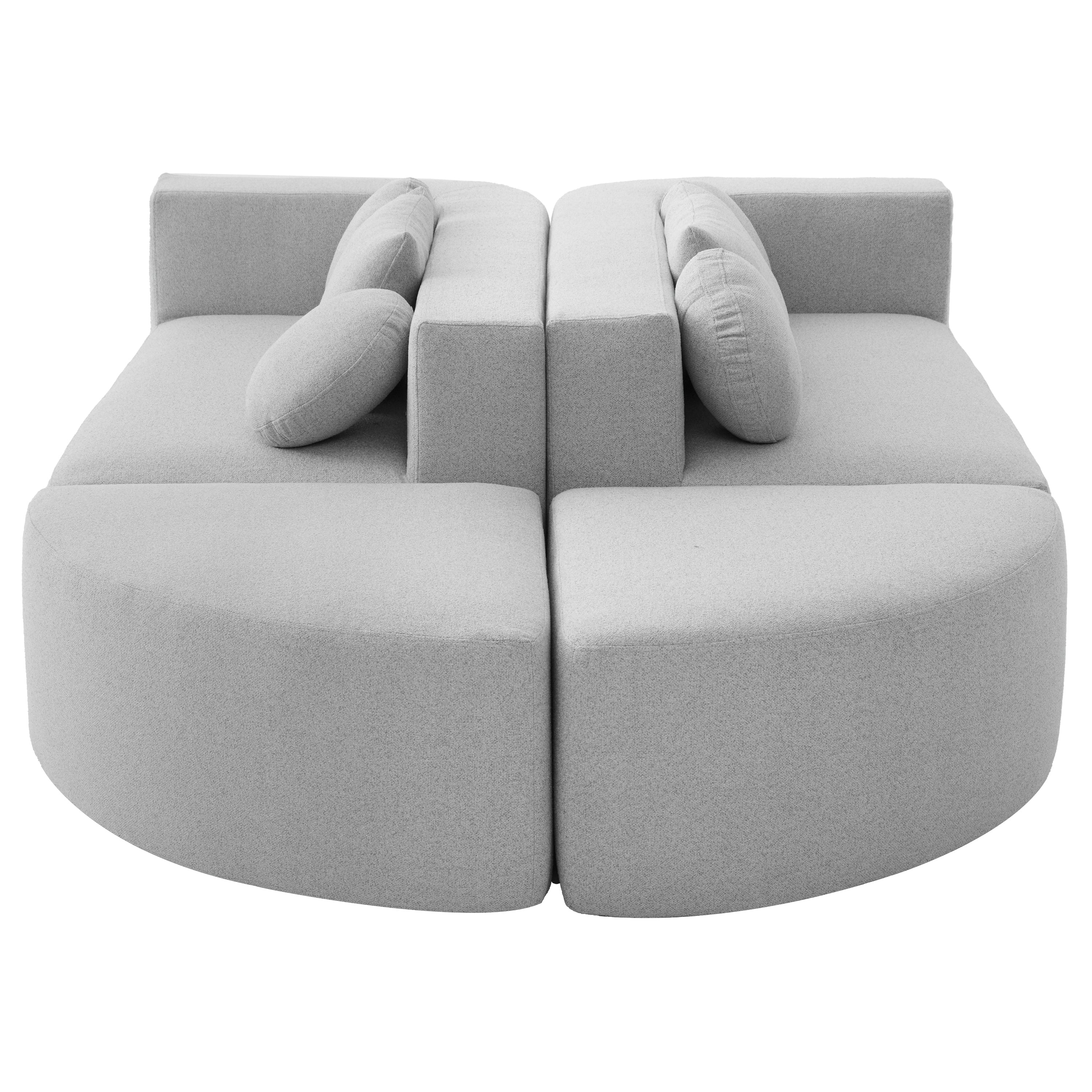 Sectional Sofa U-Shape Modular Boucle Gray 6-Seat Deep Seating 114.9x64.5 In