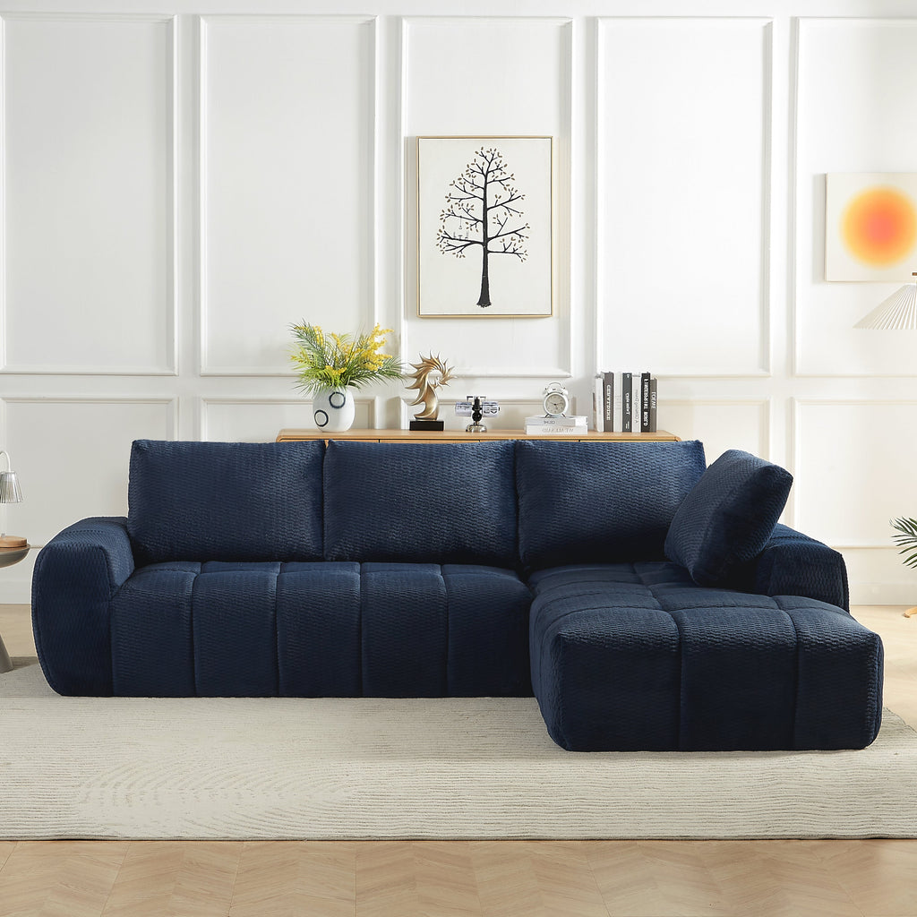 Sectional Sofa l Shape Faux Fur Oversized Sleeper