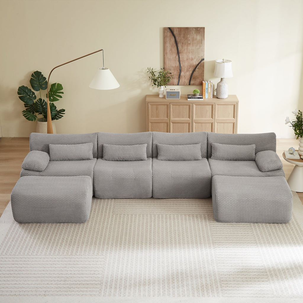 Sectional Sofa U Shaped Convertible with Ottoman