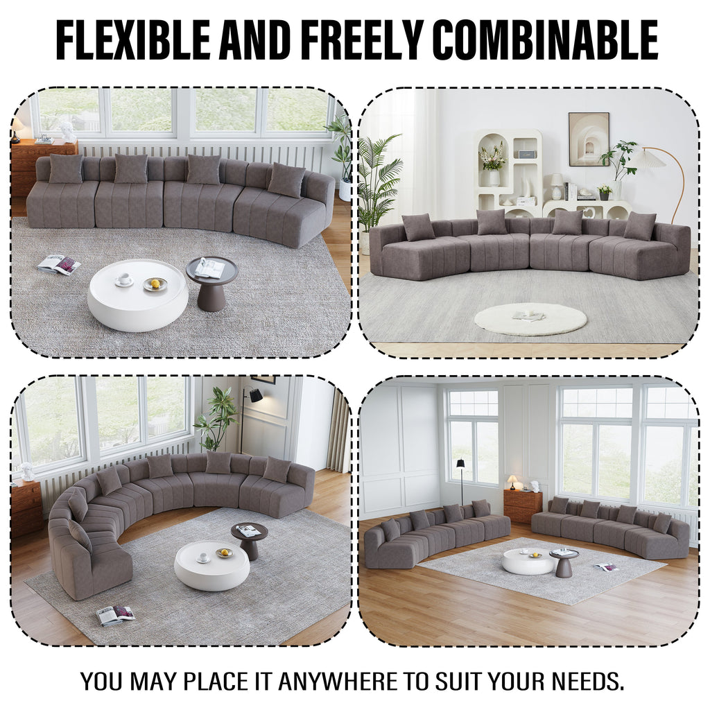 Sectional Sofa Modular Chenille with Symmetrical Design and Two Pillows