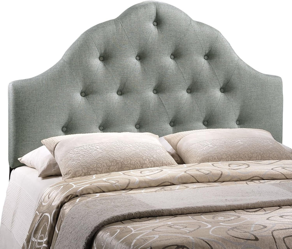 Tufted Linen Upholstered Queen Headboard with High Arch