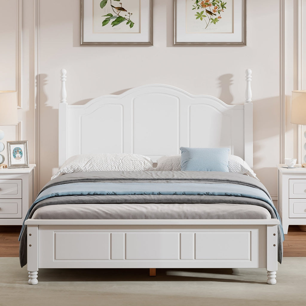 Full Size Wood Platform Bed Frame,Retro Style Platform