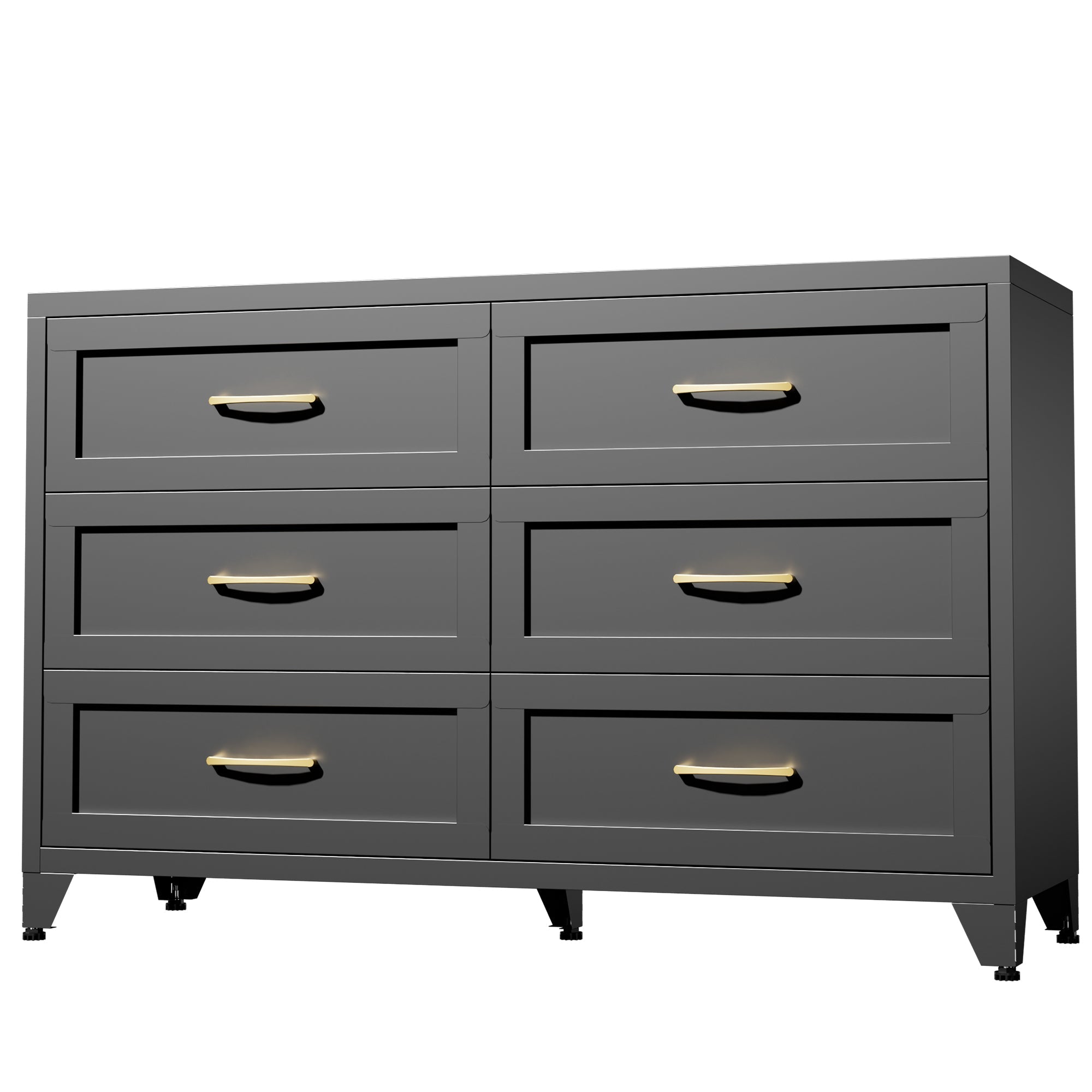 Dresser 6-Drawer Black Steel Smooth-Glide Powder Coat 47.3x15.8x30 In