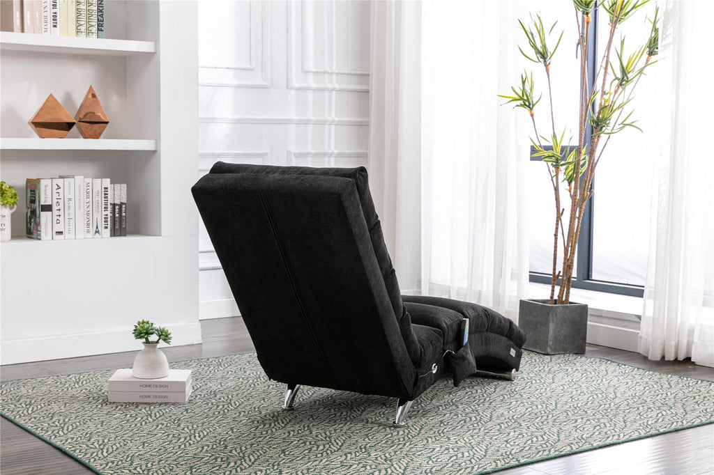 Luxury Upholstered Chaise Lounge, Vibration Relaxation, Fixed Back Recliner