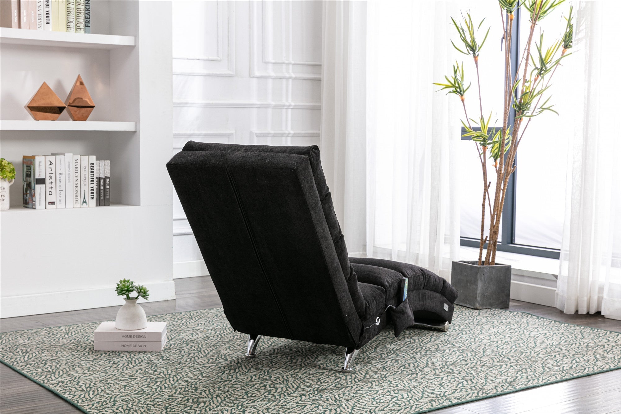 Luxury Upholstered Chaise Lounge, Vibration Relaxation, Fixed Back Recliner