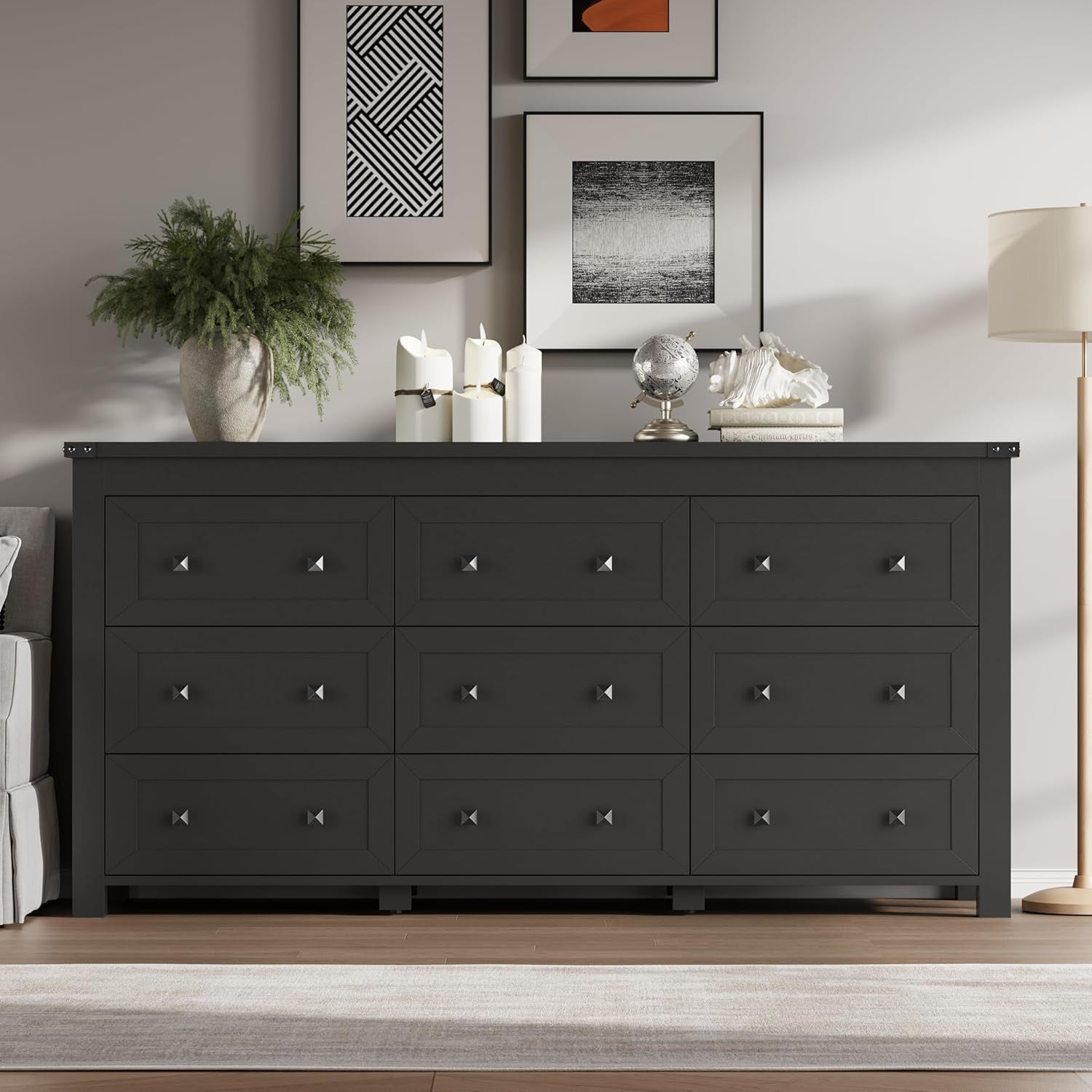 Nine Drawer Dresser Solid Wood FiftyNineInchWide Storage