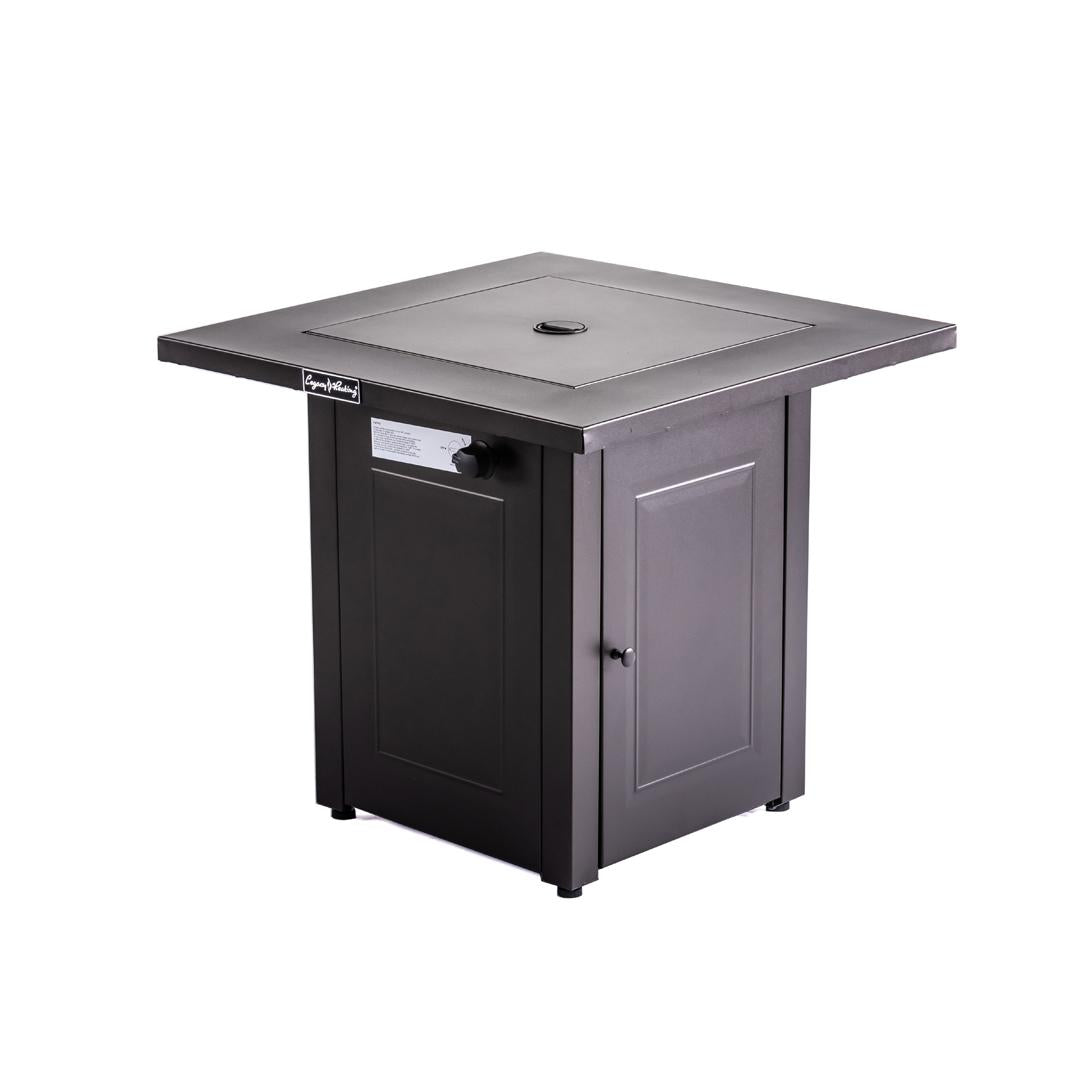 28in Propane Fire Pit Table 50000 BTU Outdoor Brown Square Gas Fire Pit Table