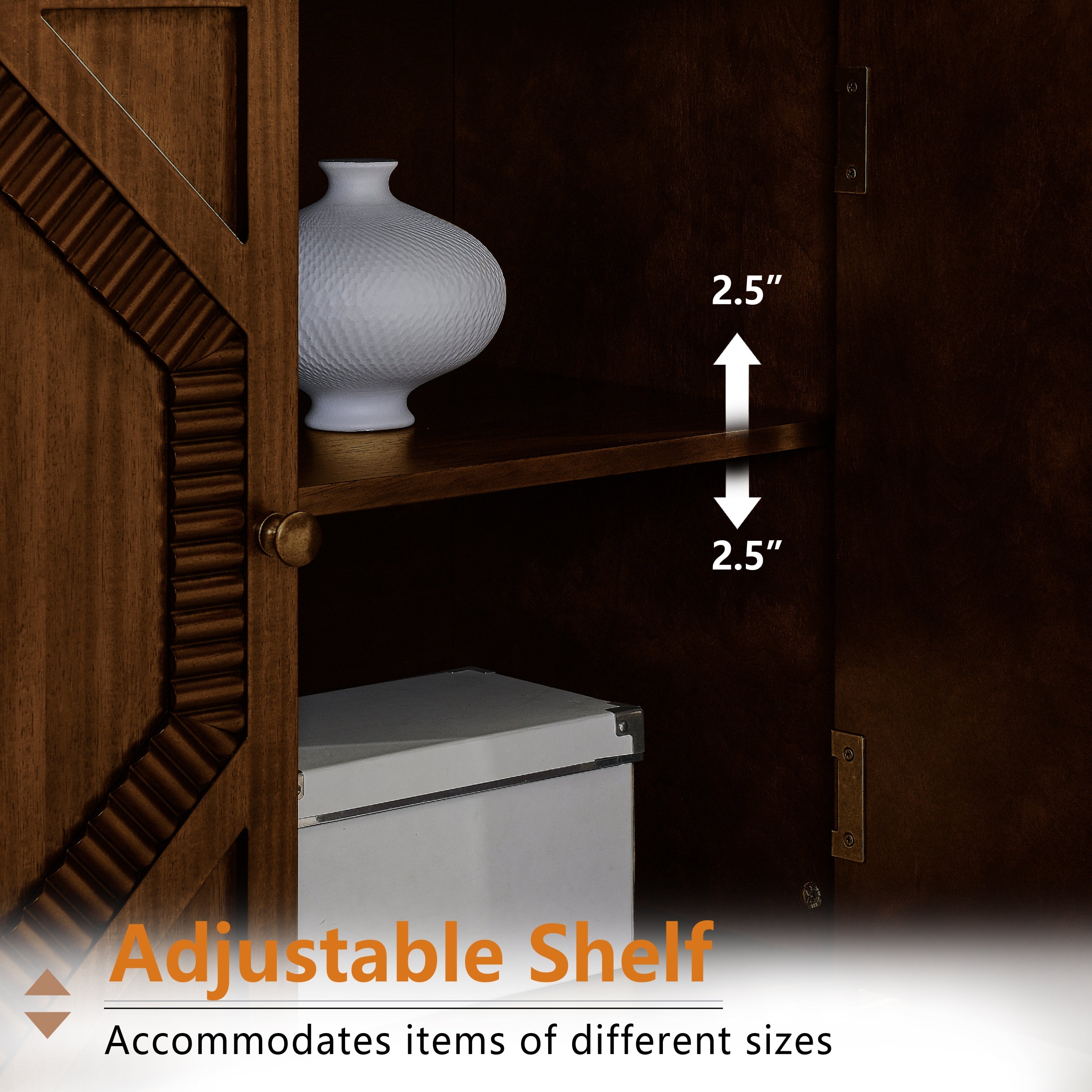 33.6' Retro Wooden Sideboard Buffet Cabinet with Storage