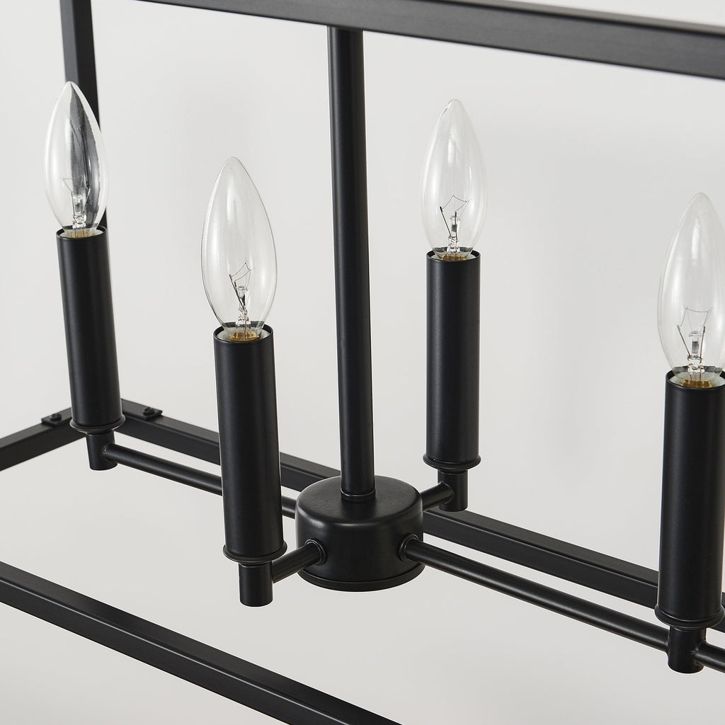 Chandelier Industrial Linear 5-Light Matte Black Metal Pendant 39 In