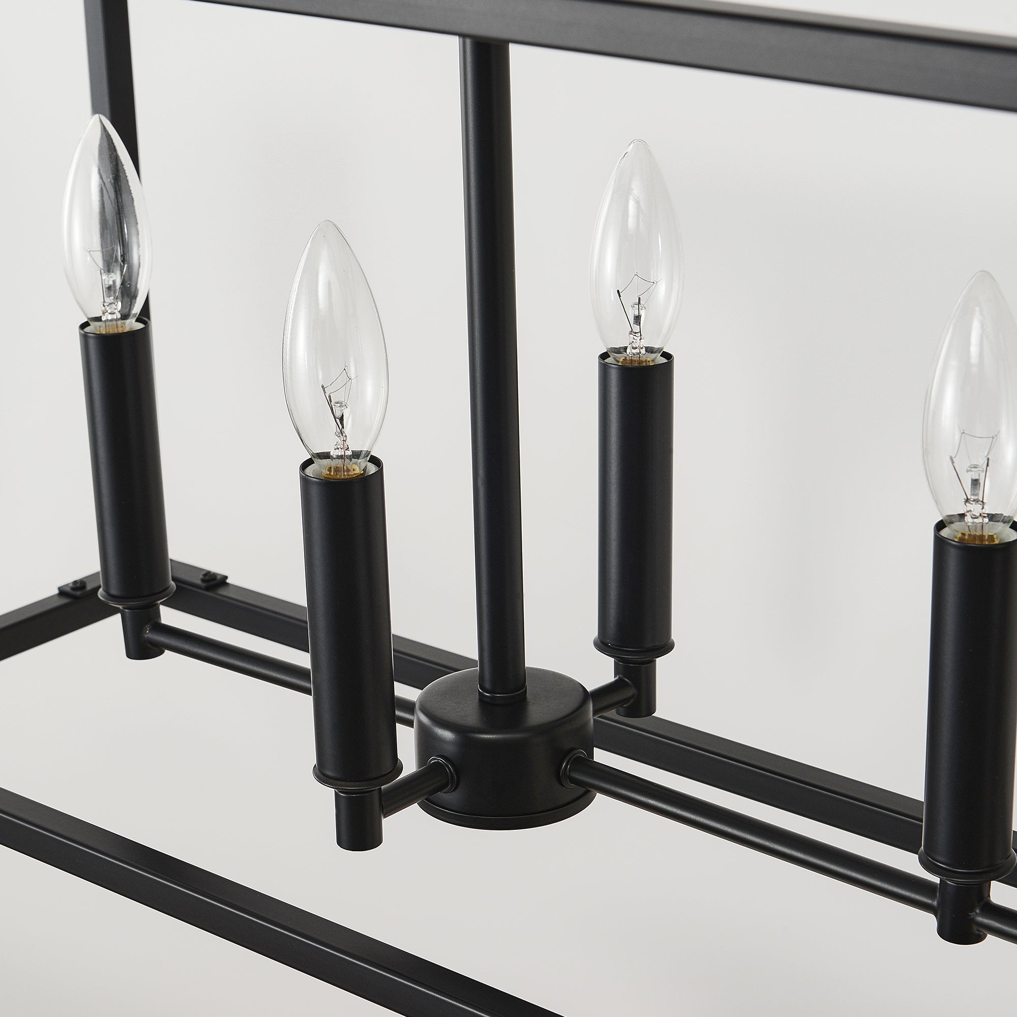 Chandelier Industrial Linear 5-Light Matte Black Metal Pendant 39 In