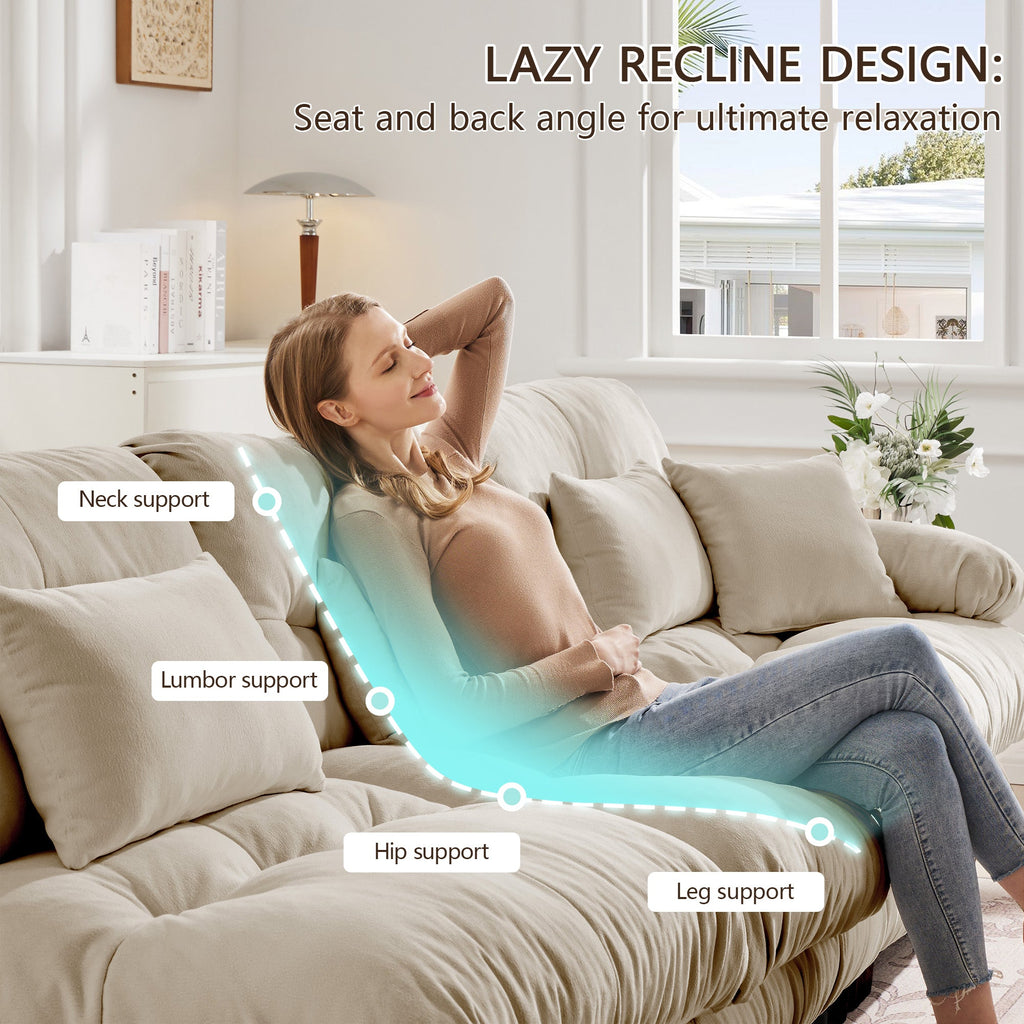 Sectional Sofa L-Shaped Chenille Light Coffee Convertible Ottoman