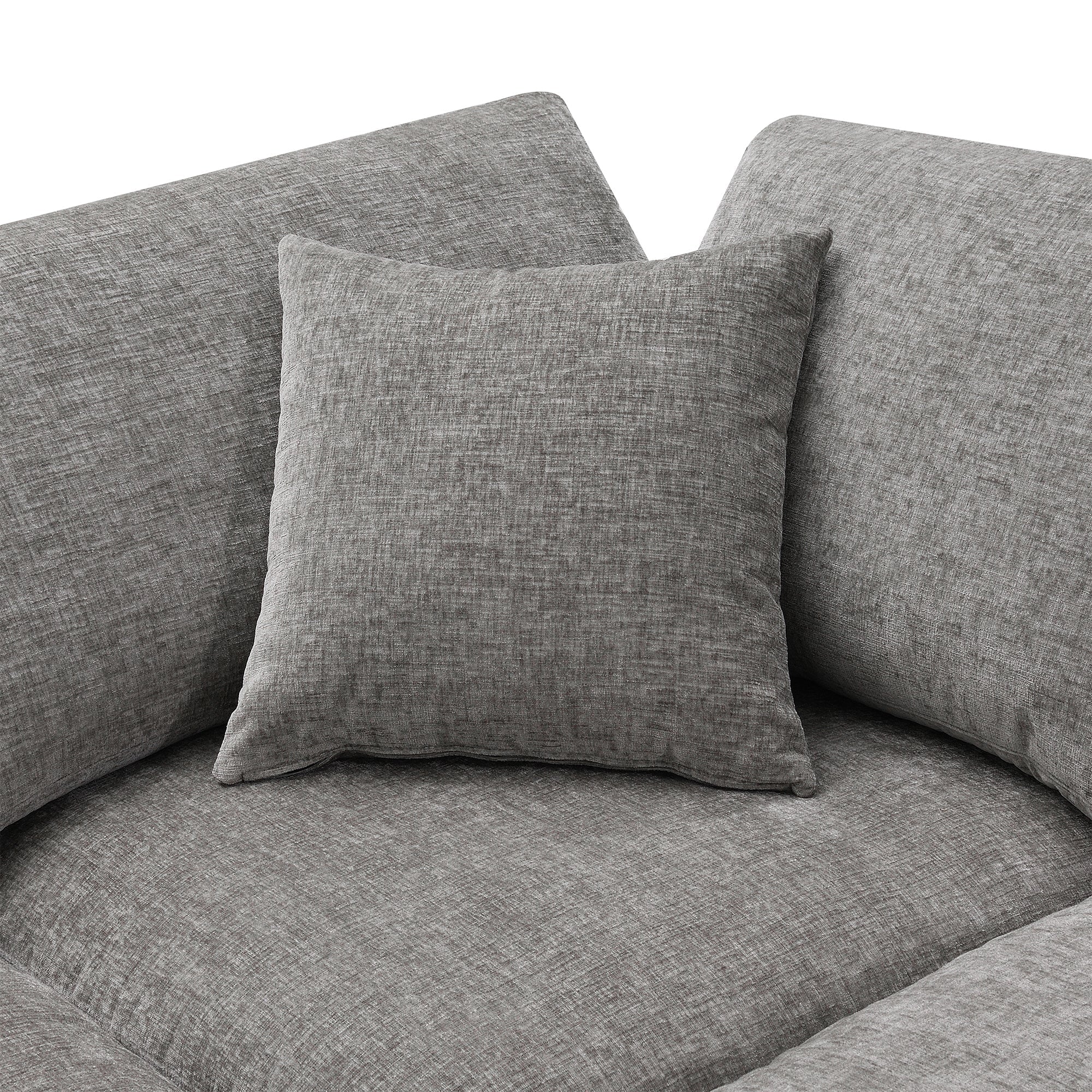 Sofa Modular U-Shape Chenille Gray 6 Seat Convertible Ottoman 130 In