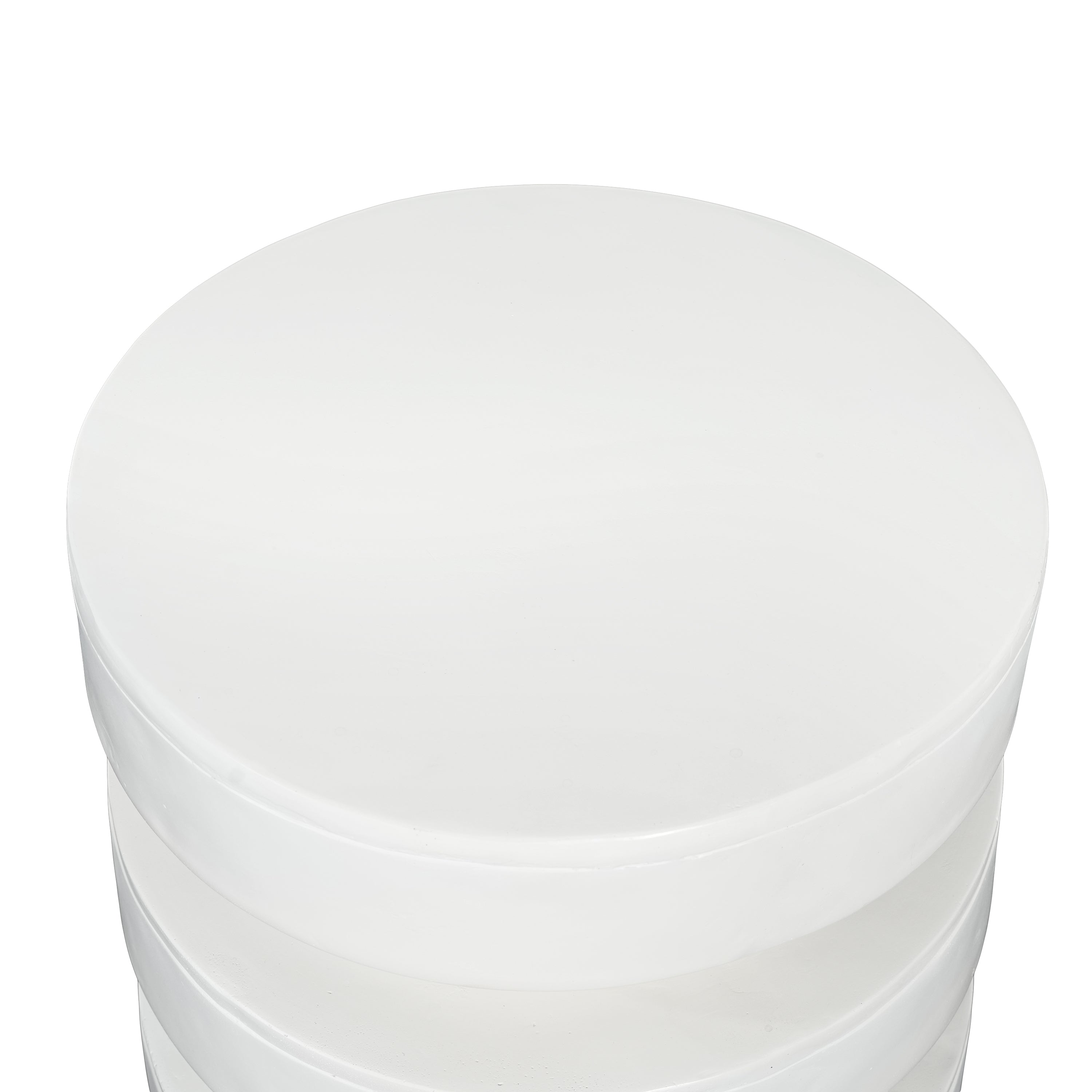 MGO Round Side Table, 3-Tier Design, Indoor Outdoor, 14.2x19.4 in, White