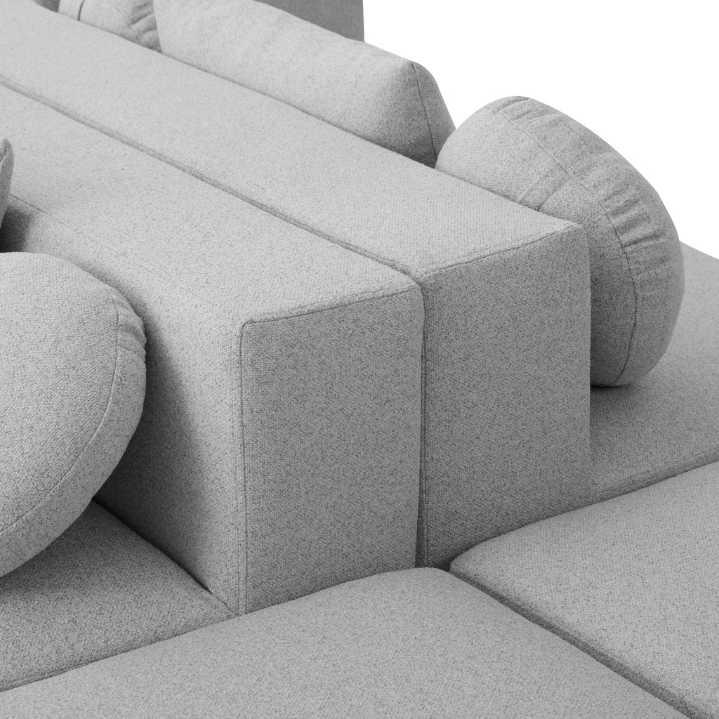 Sectional Sofa U-Shape Modular Boucle Gray 6-Seat Deep Seating 114.9x64.5 In