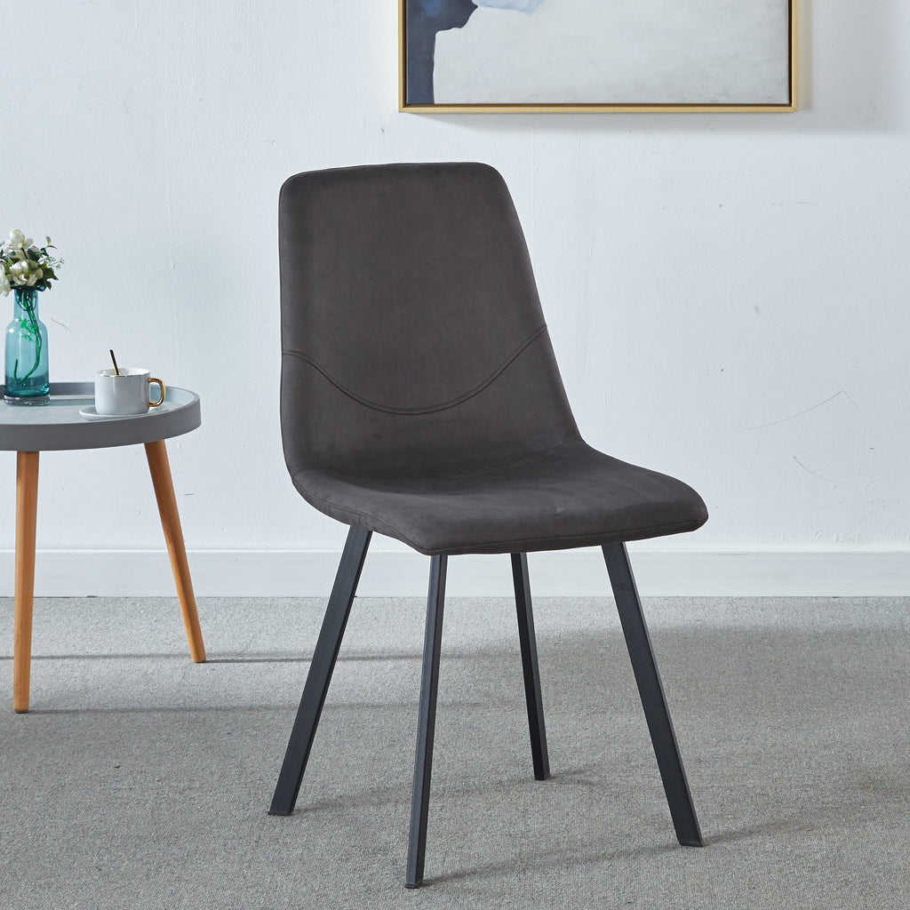 Dining Chair Mid-Century Modern Velvet Gray Metal Legs Set of 2