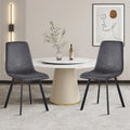 Dining Chair Mid-Century Modern Velvet Gray Metal Legs Set of 2