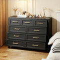 Dresser Tall 9-Drawer Black Steel Smooth-Glide 47.3x15.8x39 In