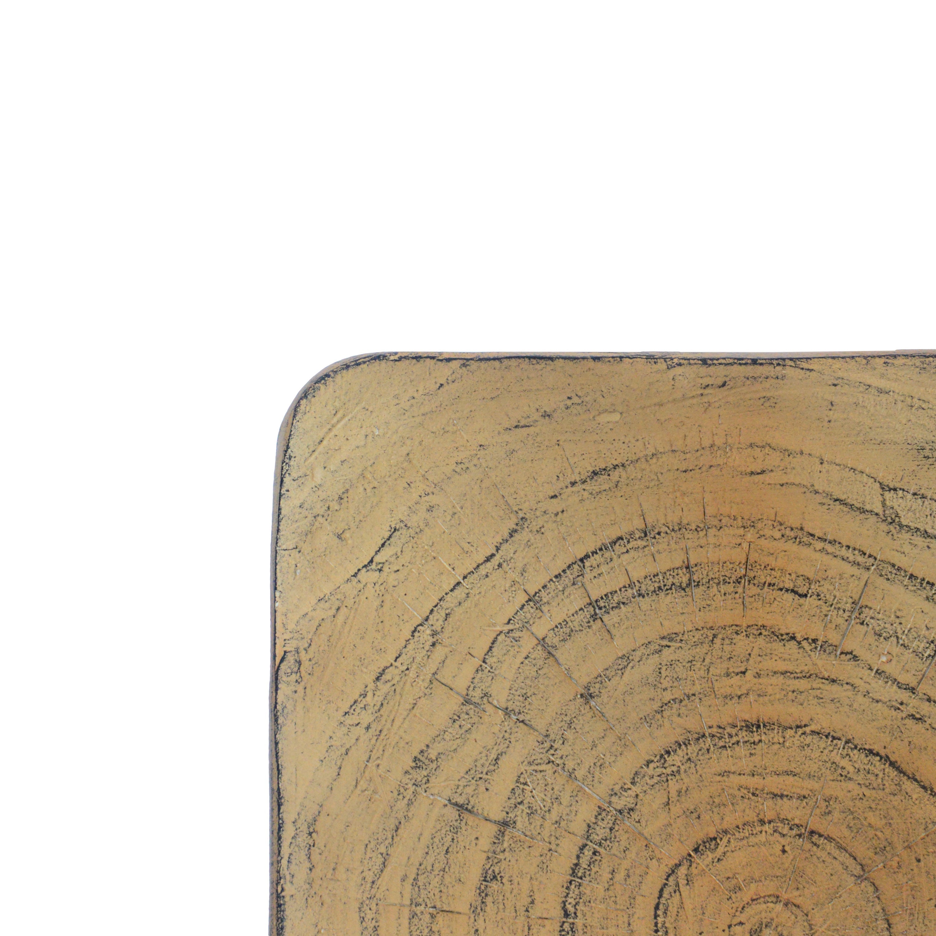 MGO Twist Shape Side Table, Wood-like Texture, Natural, 11.75x11.75x17 in