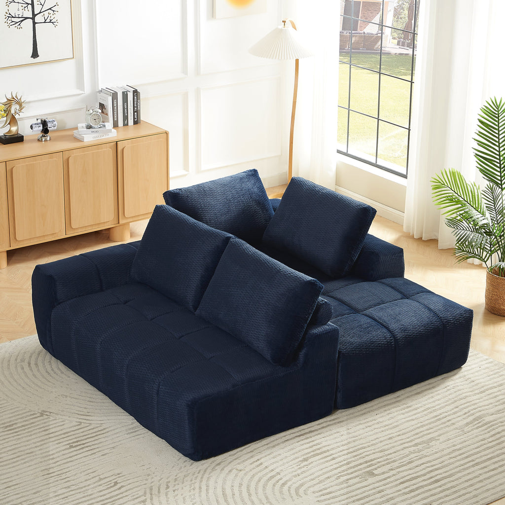 Sectional Sofa l Shape Faux Fur Oversized Sleeper