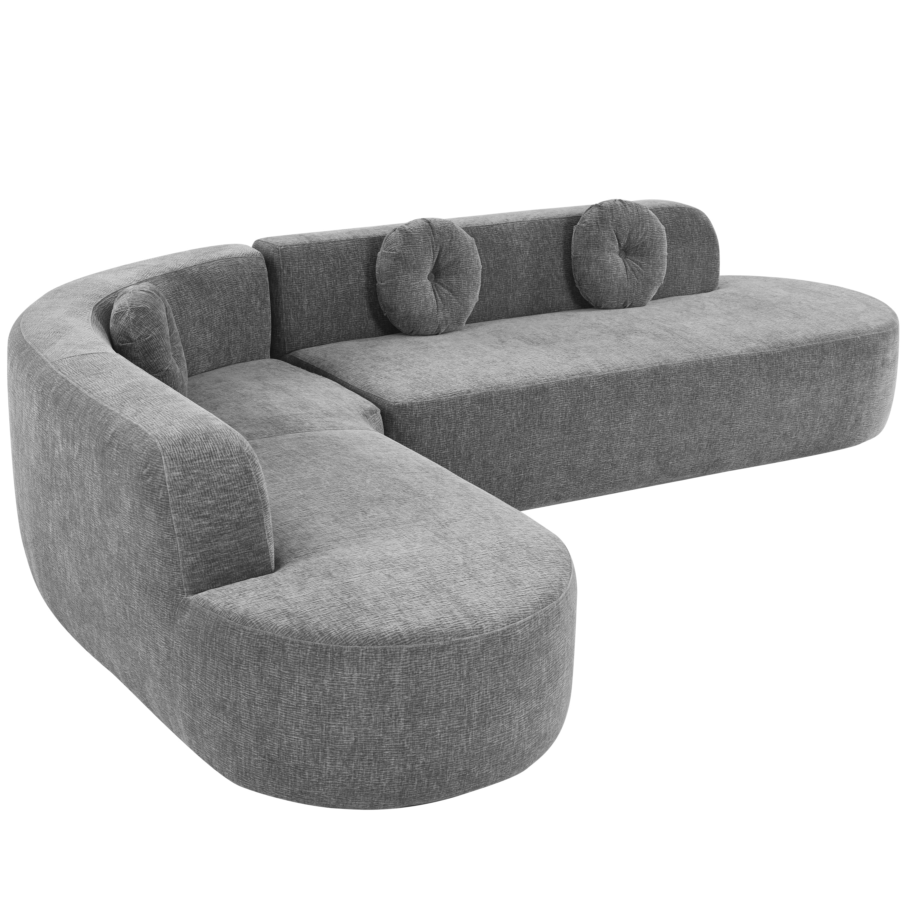 Sofa Sectional Modern Curved Design Soft Fabric Upholstery Roomy 122 Inch Length