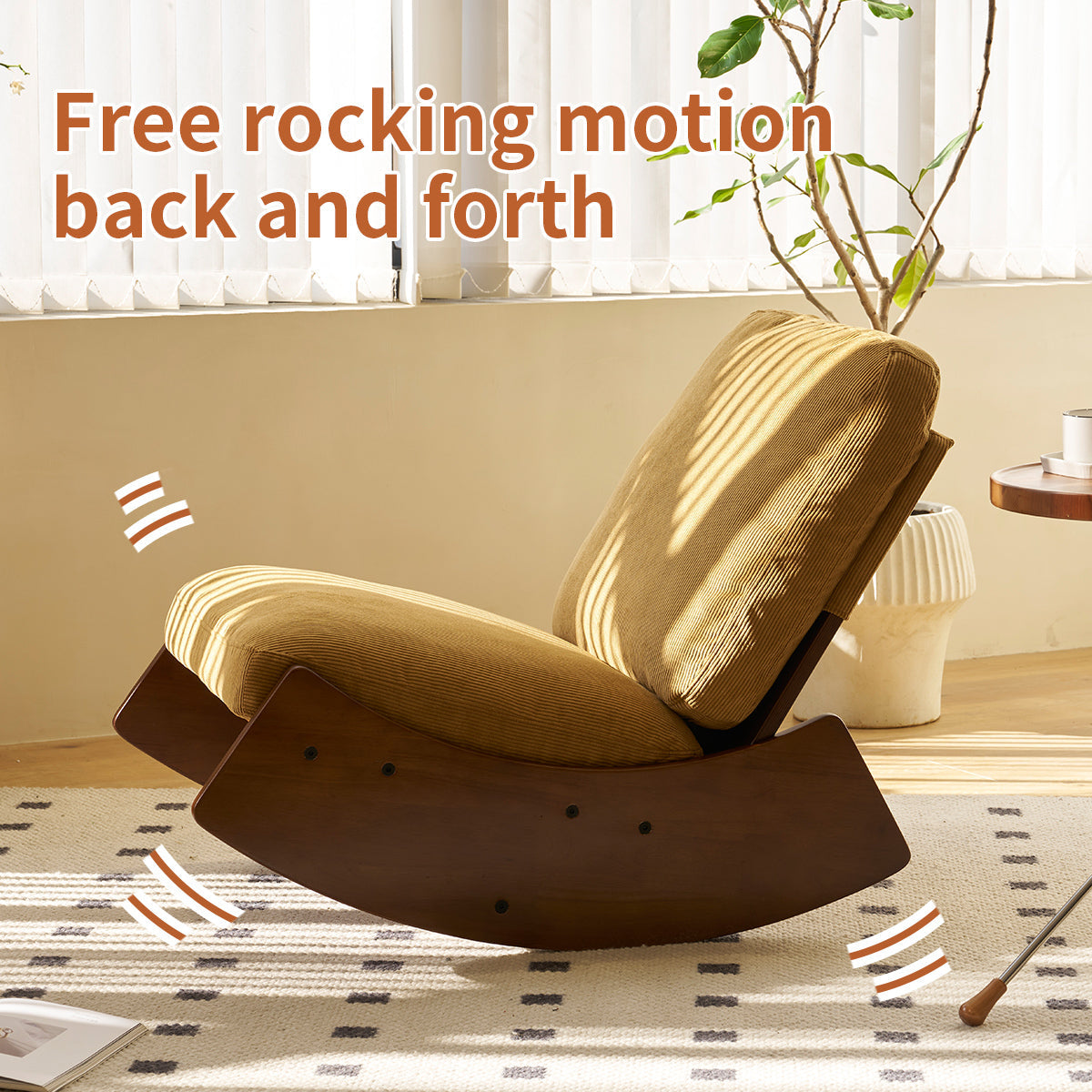 Comfortable Glider Rocking Chair, High-Quality Upholstery Glider Chair, Solid Wood Frame, Perfect for Multiple Settings Accent Reading Chair for Bedroom,Living Room,Nursery