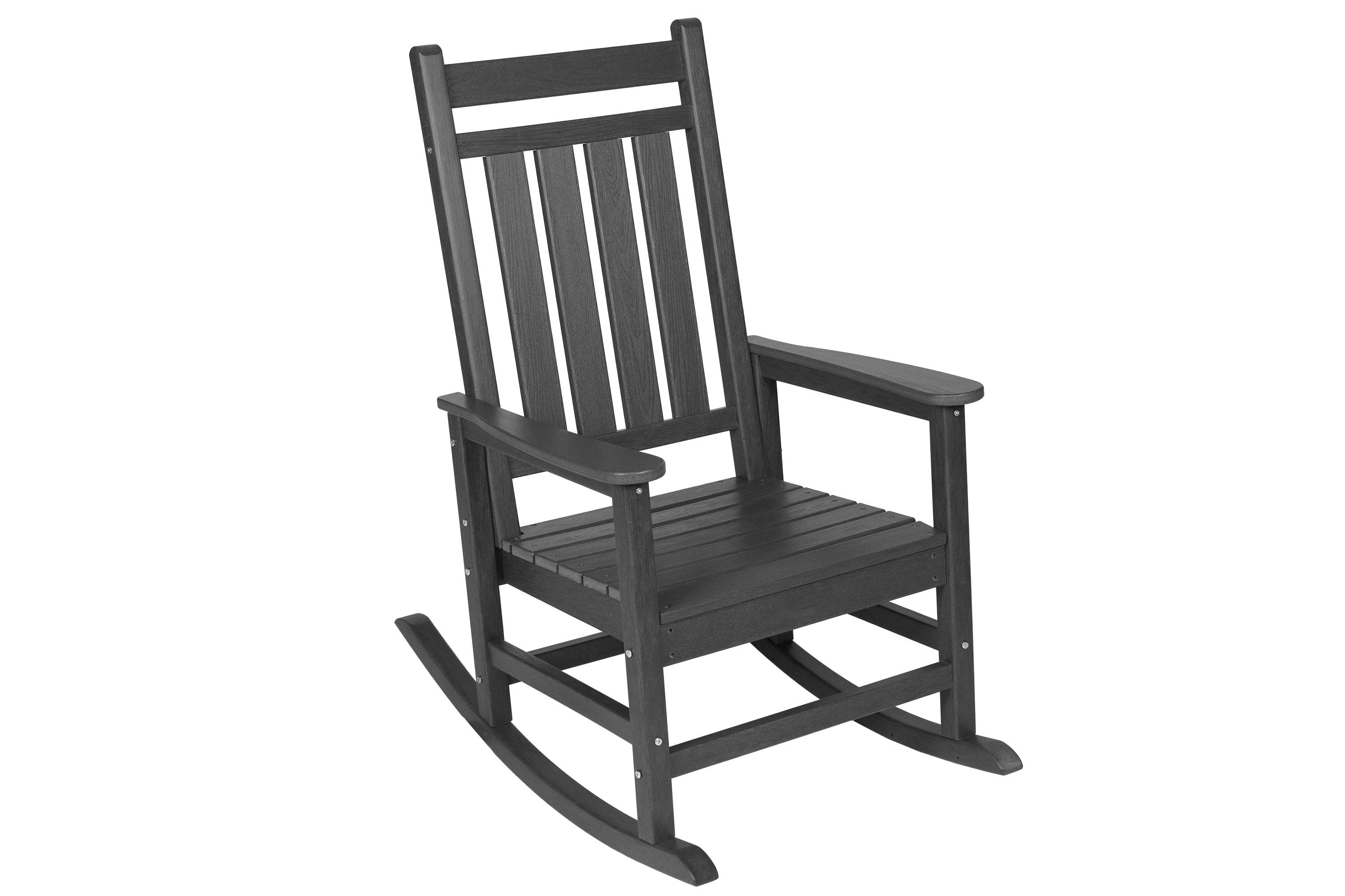 Outdoor Rocking Chair Set Plastic Gray 3 Piece with Side Table 380 LB