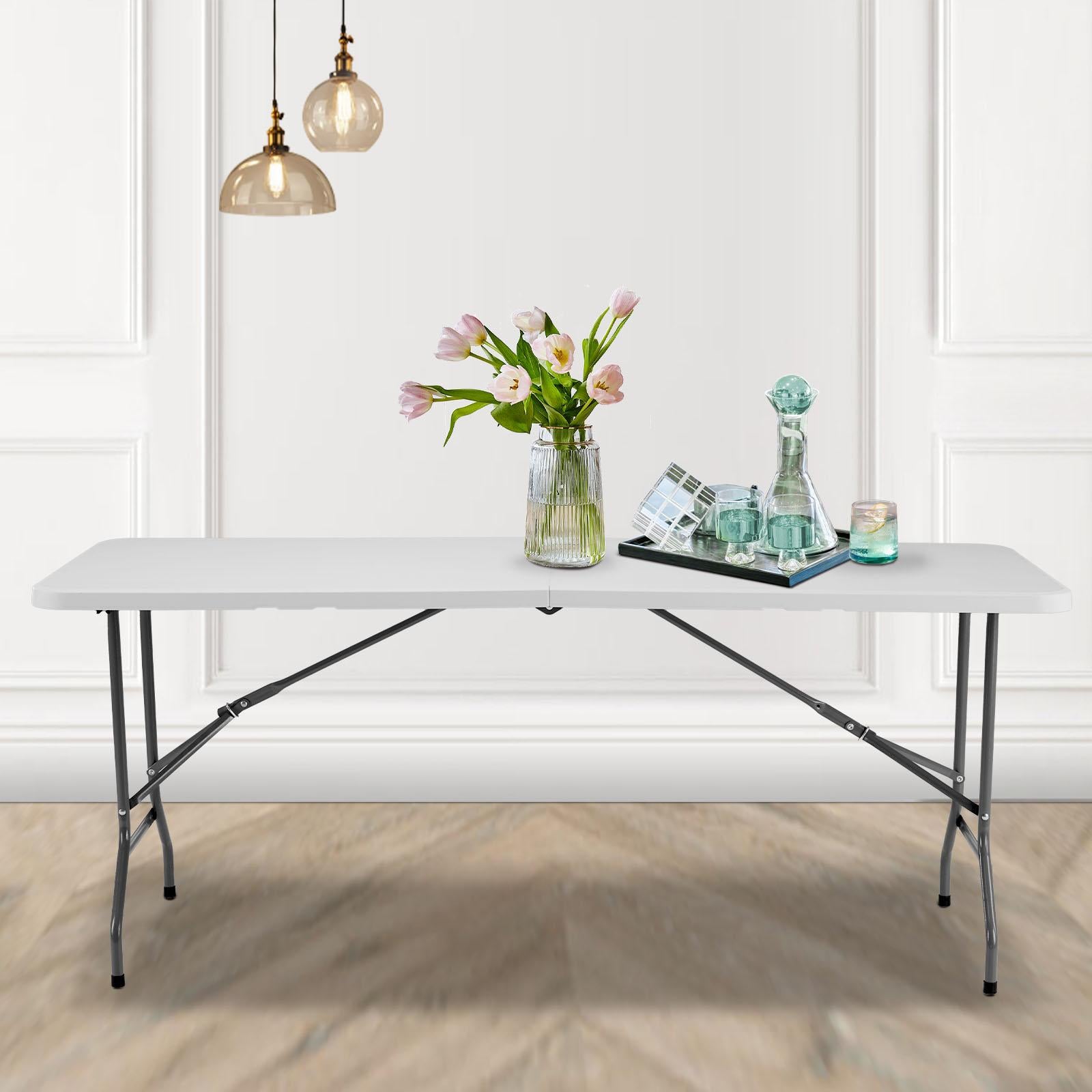 Folding Table Outdoor Indoor Heavy Duty Portable Table with Carrying Handle for Camping Picnic Party